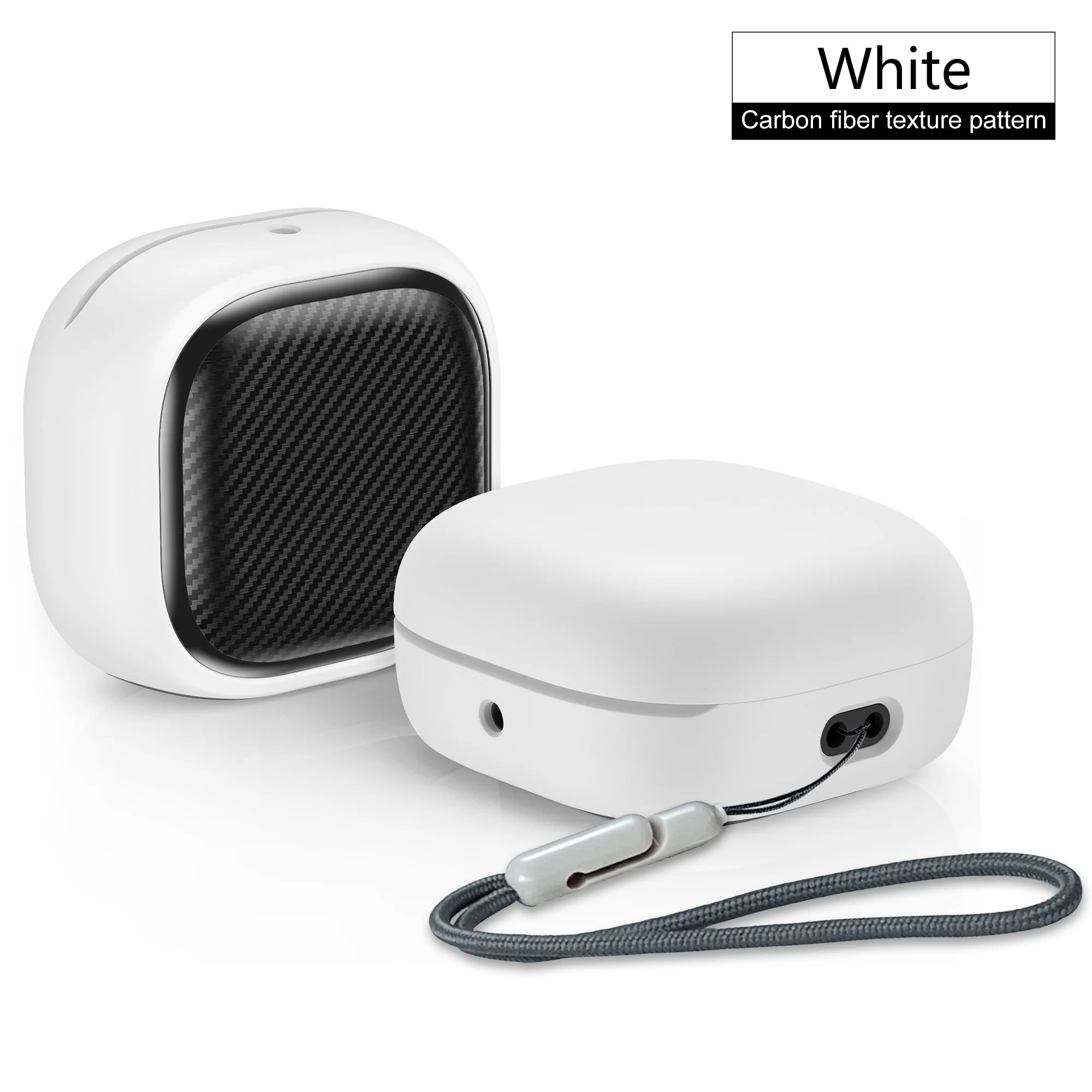 For Samsung Galaxy Buds FE, Buds Pro, Buds2 Pro, Buds Live, Buds2 Case Cover, Vogue Fiber Stripe Protection Case with Lanyard