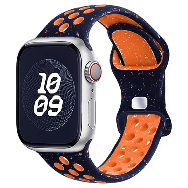 Original Sport Strap for Apple Watch Band 46mm 49mm 45mm 44mm 38 42mm Colored Particles Rubber Band IWatch Ultra 10 9 8 7 6 5 SE