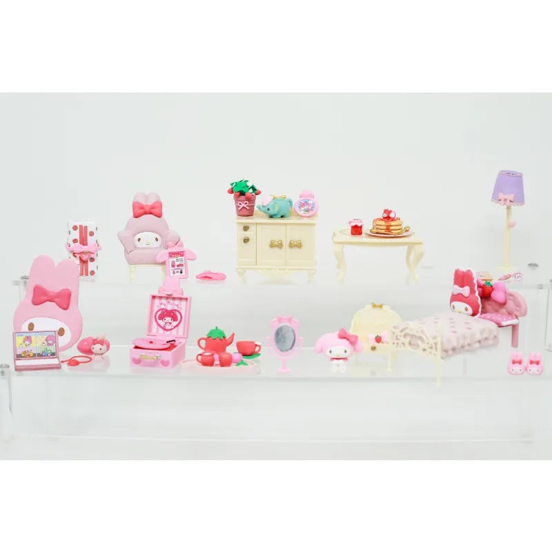 Re-ment 8Pcs/set Sanrio Kuromi Gothic Room Purple Miniature Scene Blind Box Toys Anime Figure Doll Gifts Toys Collect Ornaments