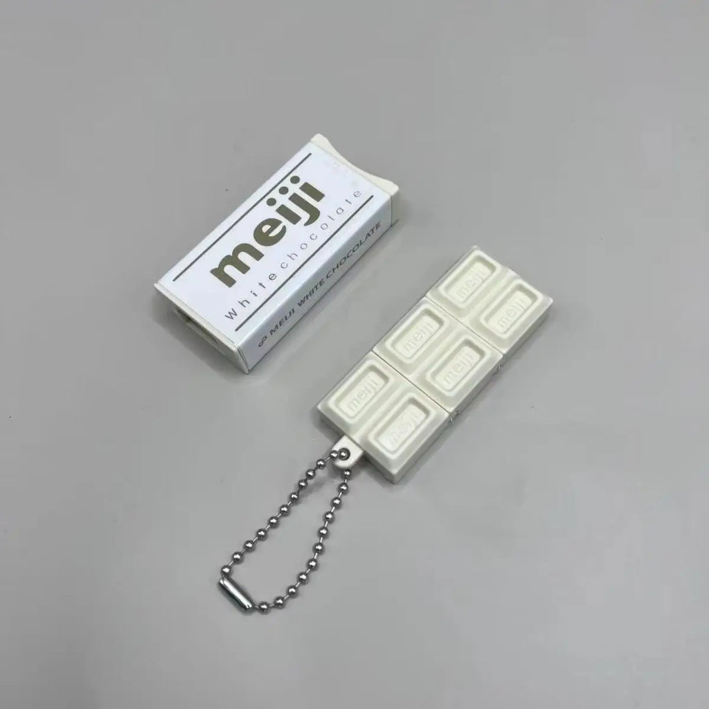 Hot Japanese Style Simulated Meiji Chocolate Fidget Toy Bendable Snap Stress Relief Keychain Pendant Creative Gift S