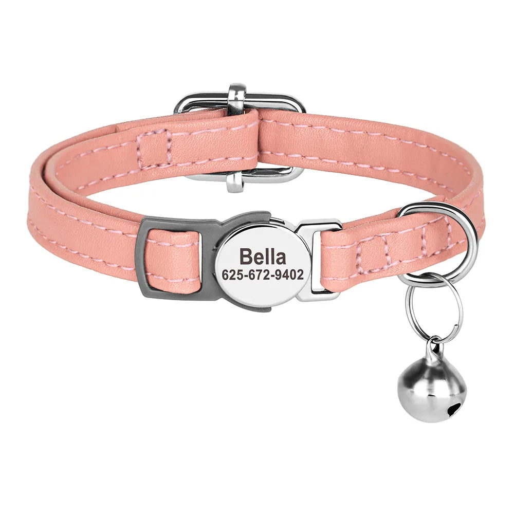 Cat Collar Free Personalized Kitten Collars Engraved Pet Puppy Name Necklace Collars Anti-lost for Cats Small Dogs Adjustable