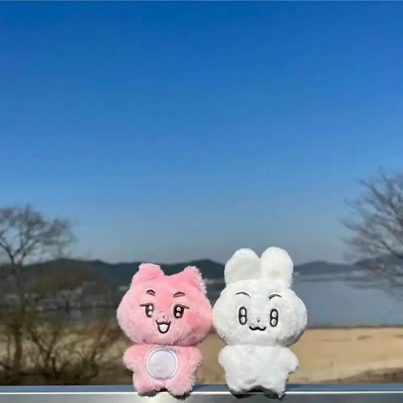 New 5pcs TXT Dolls Kpop Cartoon Soobin Beomgyu Same Plush Keyrings Q Styles Tutu Bar Two-Bar Doll Keychain Rings Bag Pendants