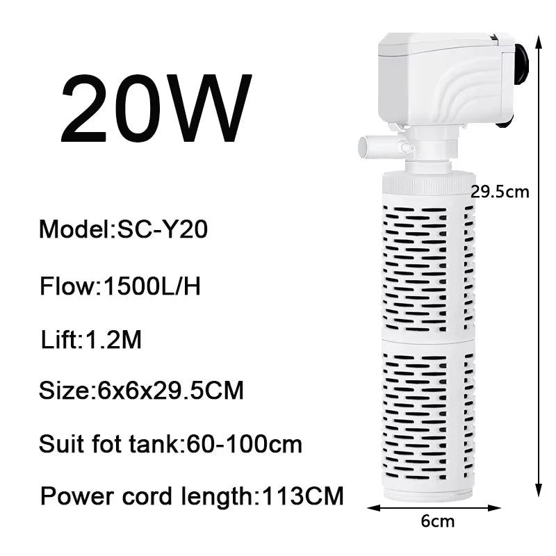 3 in 1 Aquarium Filter Pump Silent Fish Tank Submersible Air Oxygen Aerator Aquarium Air Pump Water Changer Pump Wave Maker 220v