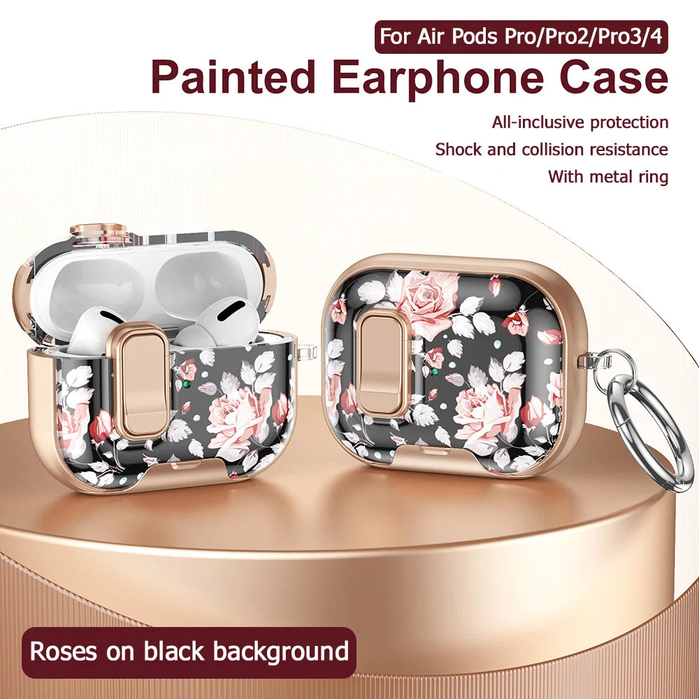 Flower Transparent Case For AirPods Pro 2 3 4 4th TPU Cover Anti-fall Headphone Coque For AirPods Pro 2 2nd Pro2 Cases With Hook