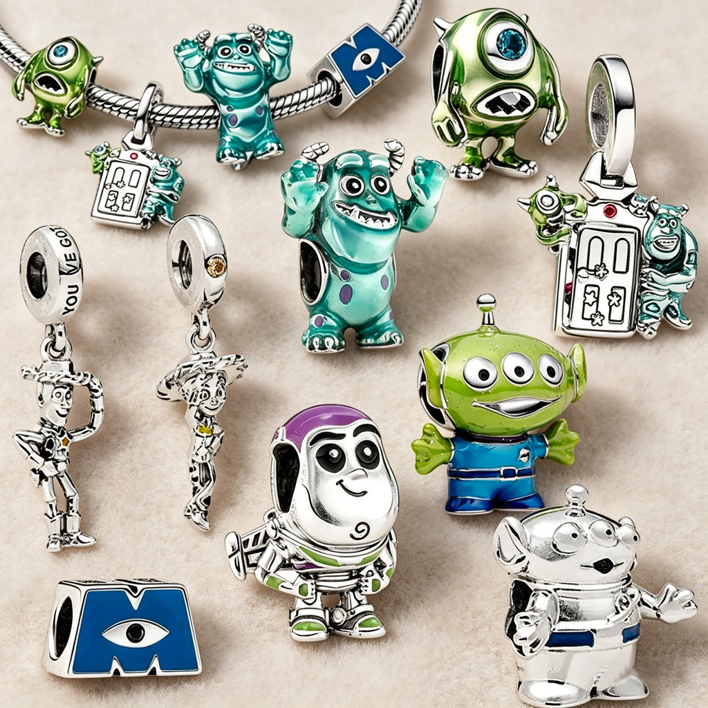 Disney Toy Story Monsters, Inc.Charm Beads Pendant Fit Original Snake Silver Bracelet Necklace Beads For Diy Jewelry Women Gift