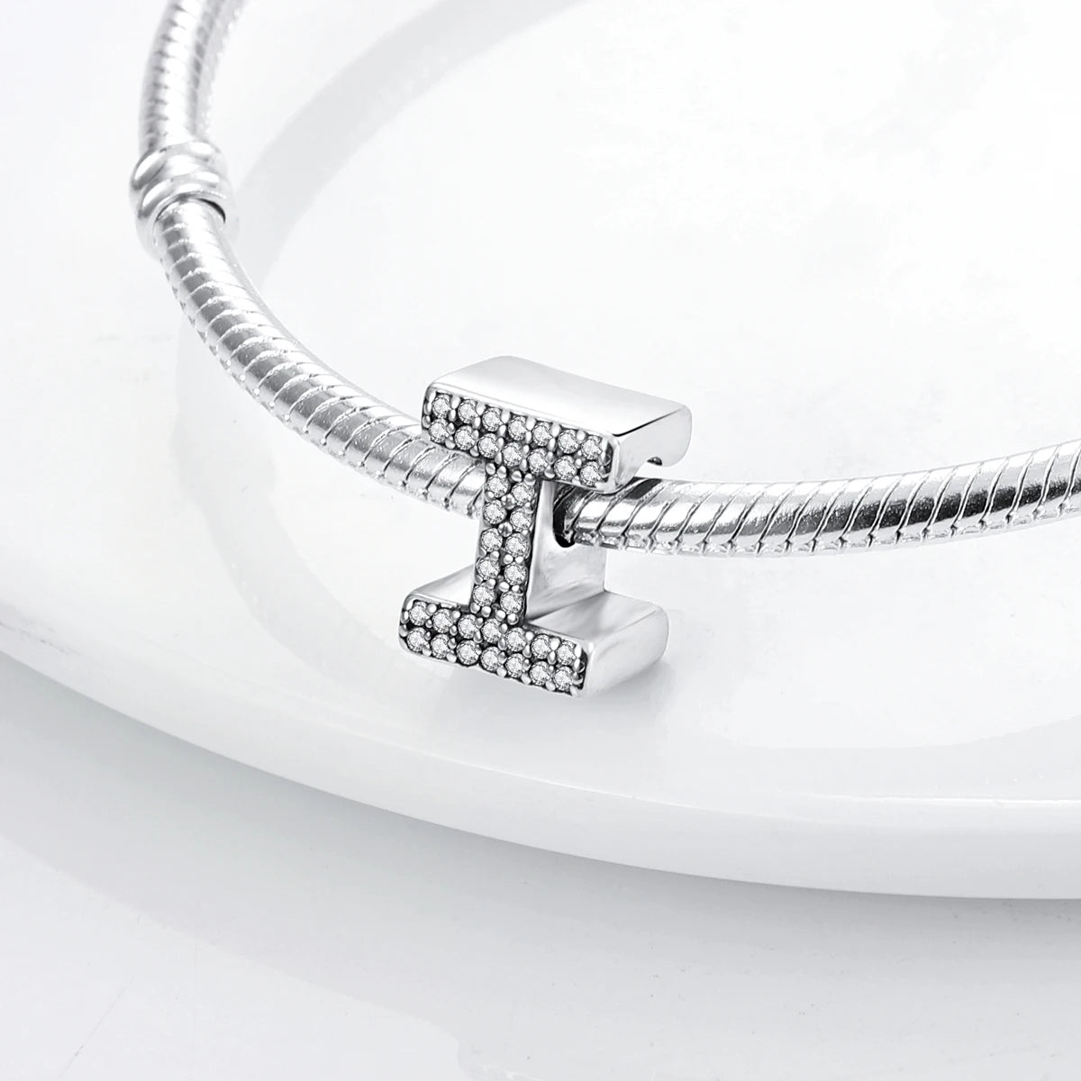 Original 925 Sterling Silver 26 Alphabet Letters Sparkling Zircon Charms Pendant Beads For Women Fine DIY Birthday Jewelry Gifts