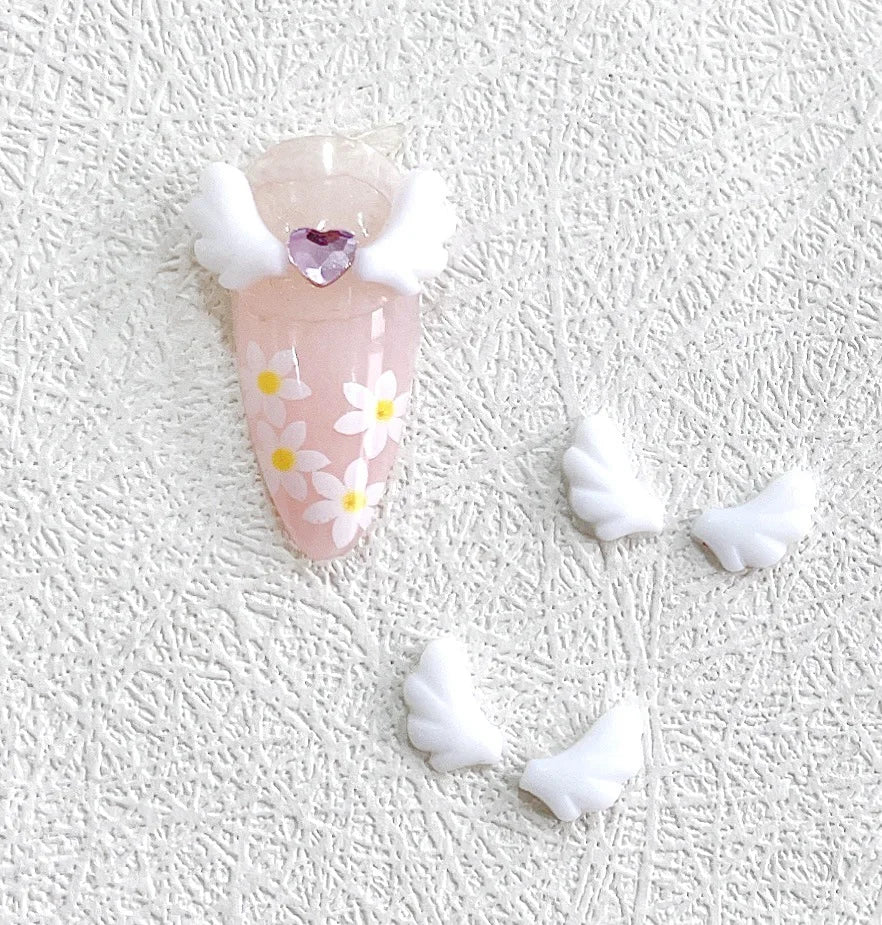 50pcs Cute Angel Wings Nail Charms Bulk Wing AB Flatback Resin Nail Parts Glitter Crystals Jewelry DIY Nail Decoration