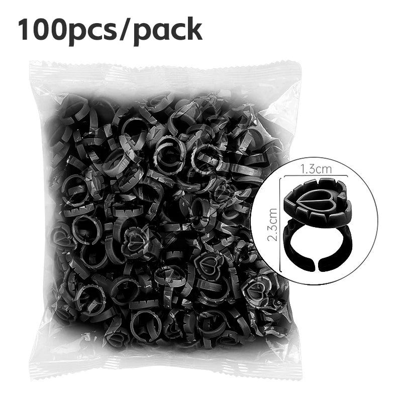 AILEISHI 100Pcs Disposable Eyelash Glue Fan Cup Rings Holder Container Tattoo Pigment Eyelash Extension Tools Lash Supplies