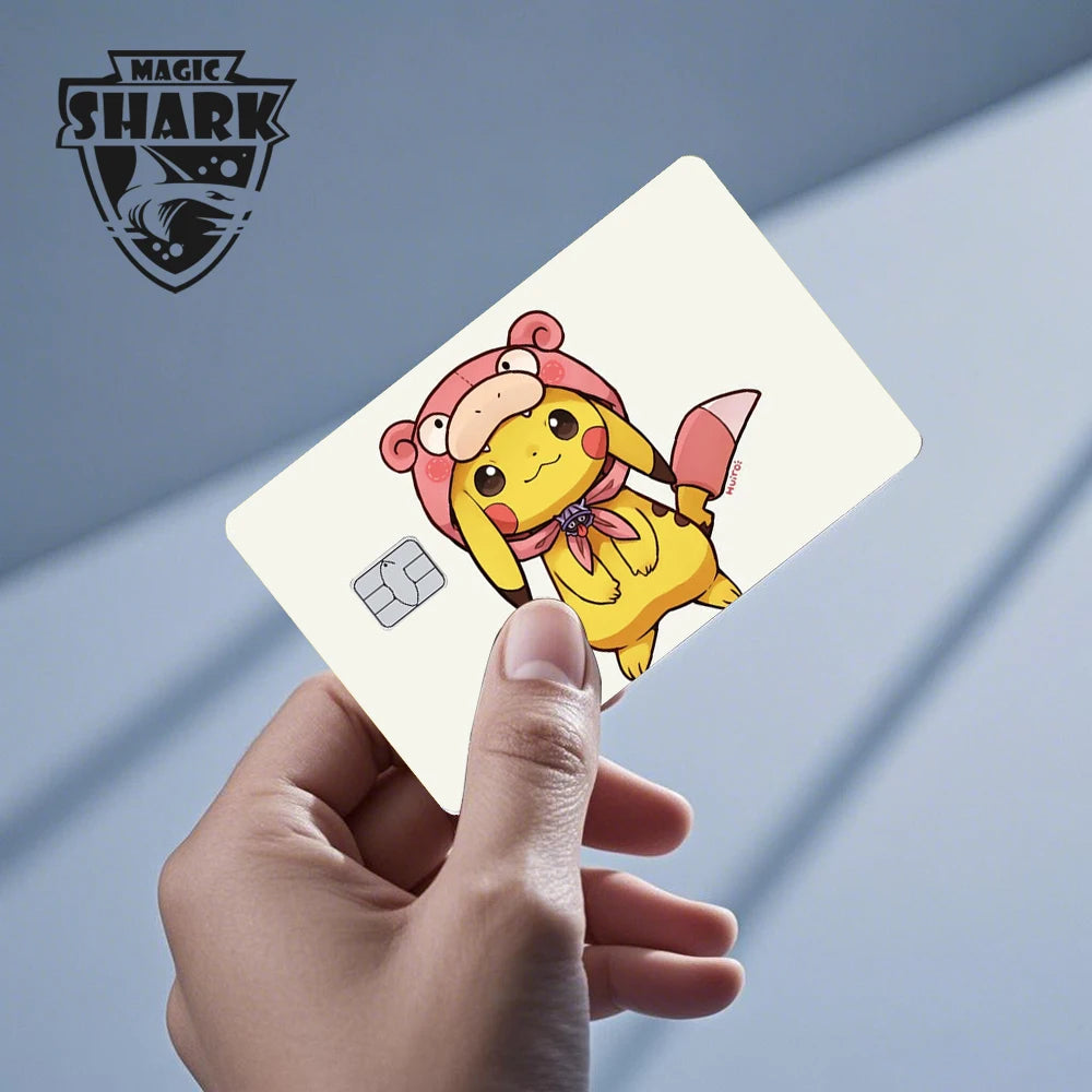 Maigc Shark Cute Pokemons Mewtwo Eevee Pikachu Gengar Sticker Film Cover for Debit Credit Card No Fade