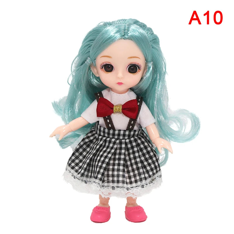 BJD 16CM Doll 13 Movable Joints Casual Fashion Princess Clothes Suit Accessories Nude Decoration Multicolor Hair Girl Gift Toy