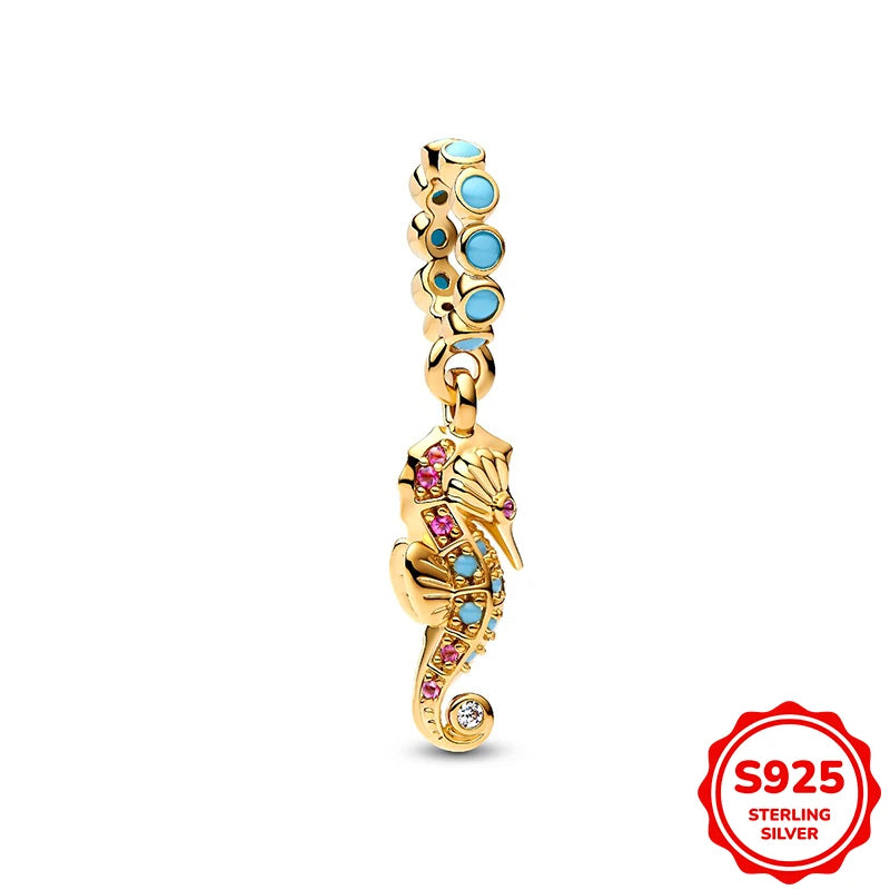 Charms plata de ley Disney Gold Plated Lily Flower Pendant Beads Fits 3mm Bracelets Necklace For Women Luxury DIY Fine Jewelry