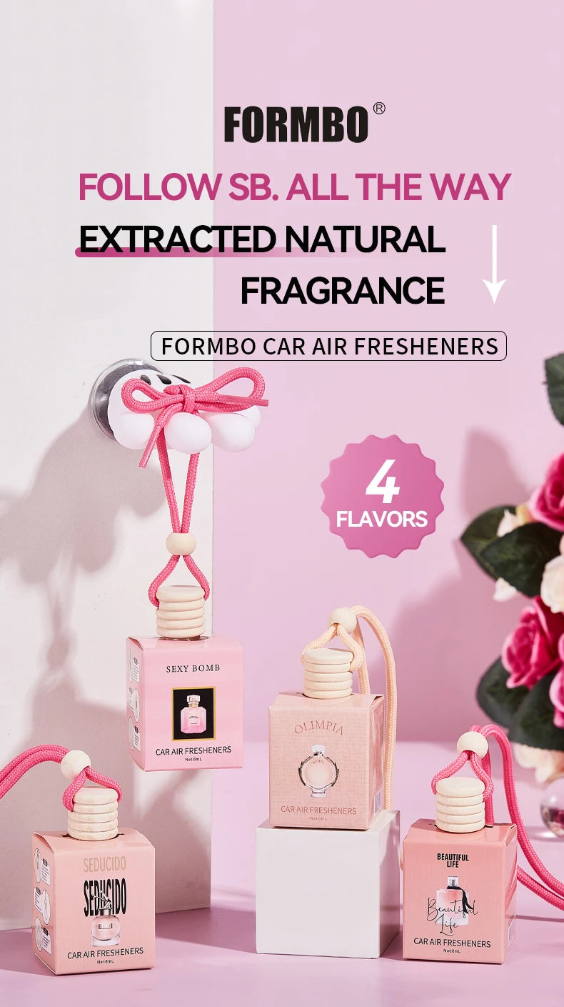 4pcs Pink car fragrance car interior accessories, perfume pendant car supplies, fresh air car fragrance