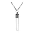 Stainless Steel Glass Cremation Cylinder Tube Urn Pendant Memorial Necklace Ashes Holder Keepsake Cremation Jewelry