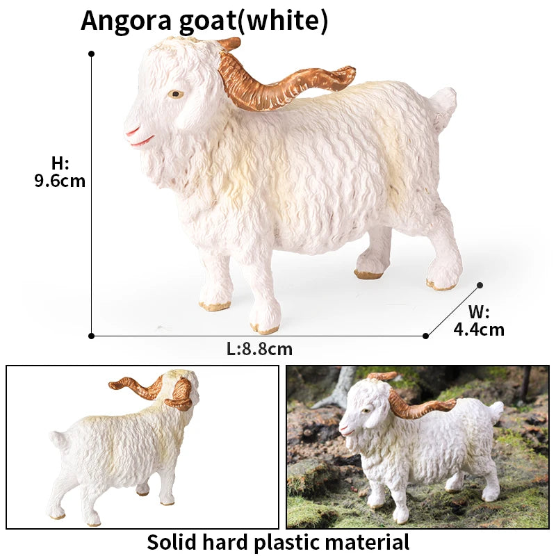 Oenux Classic Farm Animal Simulation Sheep Goat Argali Antelope Model Action Figure Poultry Figurines Cute Toy For Kid Gift