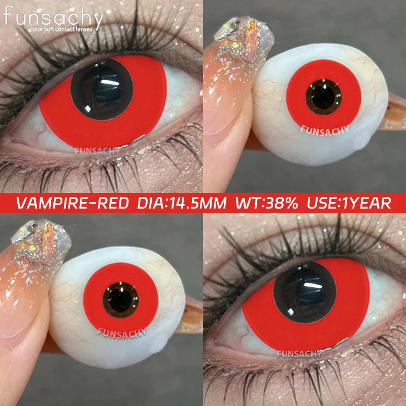FUNSACHY 1Pair Colorful Cosplay Contact Lenses for Eyes Colored Fashion Pink Contacts Lens Green Cosmetic Pupil Yearly Red Lens