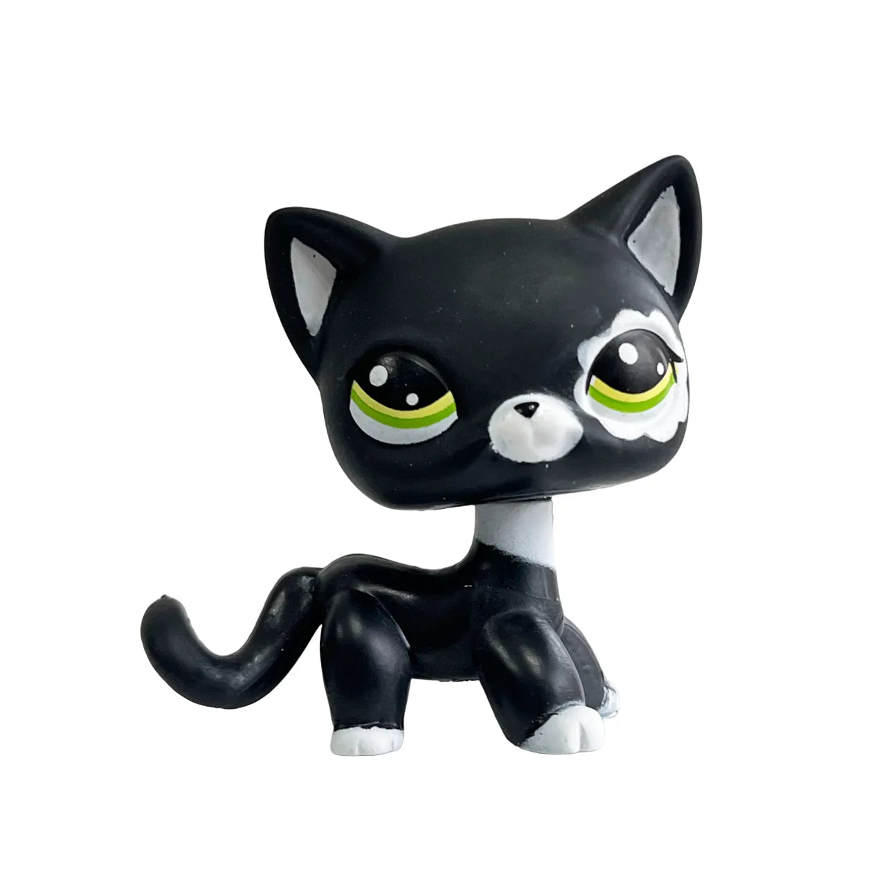 Rare pet Bobble head toy Stands Short Hair Kitten with Mouse and necklace Old Animal Collection toy lps