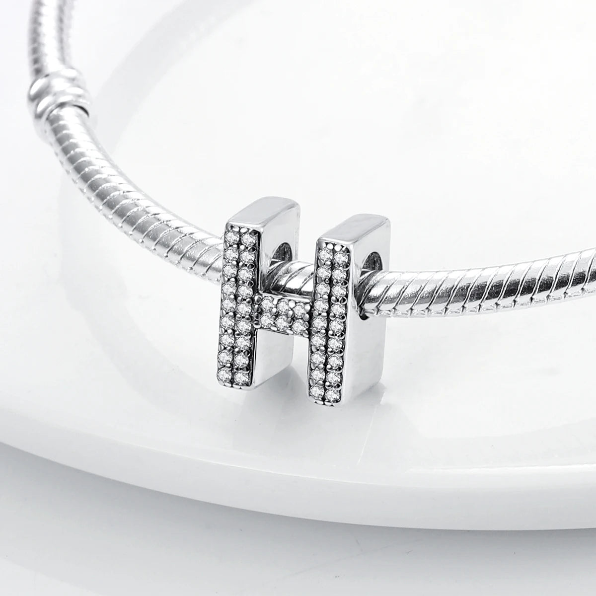 Original 925 Sterling Silver 26 Alphabet Letters Sparkling Zircon Charms Pendant Beads For Women Fine DIY Birthday Jewelry Gifts