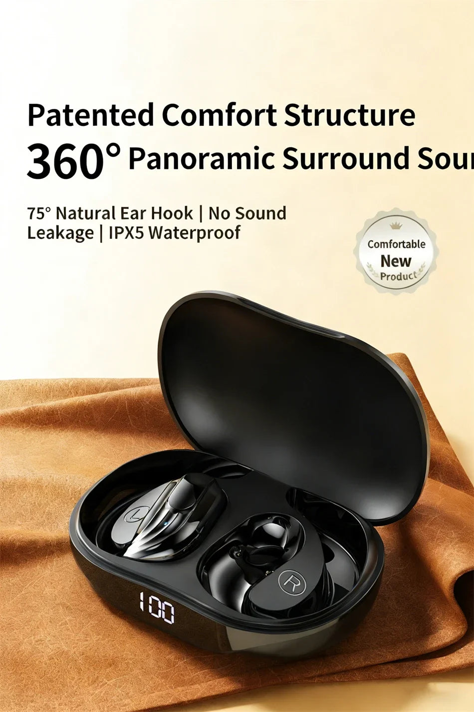Wholesale Wireless Headphones Bluetooth 5.4 Earphones True with Mic Button Control Noise Reduction Earhooks Waterproof Headset