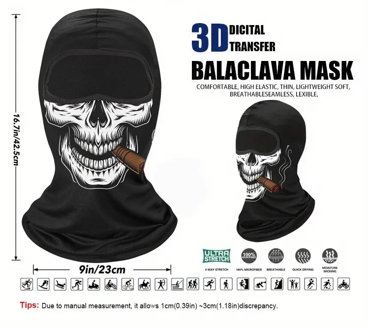 Cycling Mask Skull Quick-drying Sunscreen Balaclava Men's Motorcycle Elastic Helmet Lined Ghost Full Face Windproof Headgear