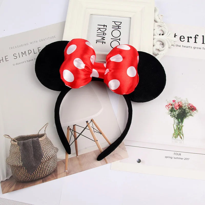 2023 New Cute Performance Party Headband Mickey Minnie Headband Mickey Mouse Bow DY Black Ear Headband Christmas HairAccessories
