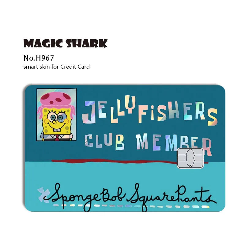 Magic Shark 2026 New Arrival Funny Cute Cartoon Holographic Sticker Laser Film Shinny Skin for Debit Credit Bank Card