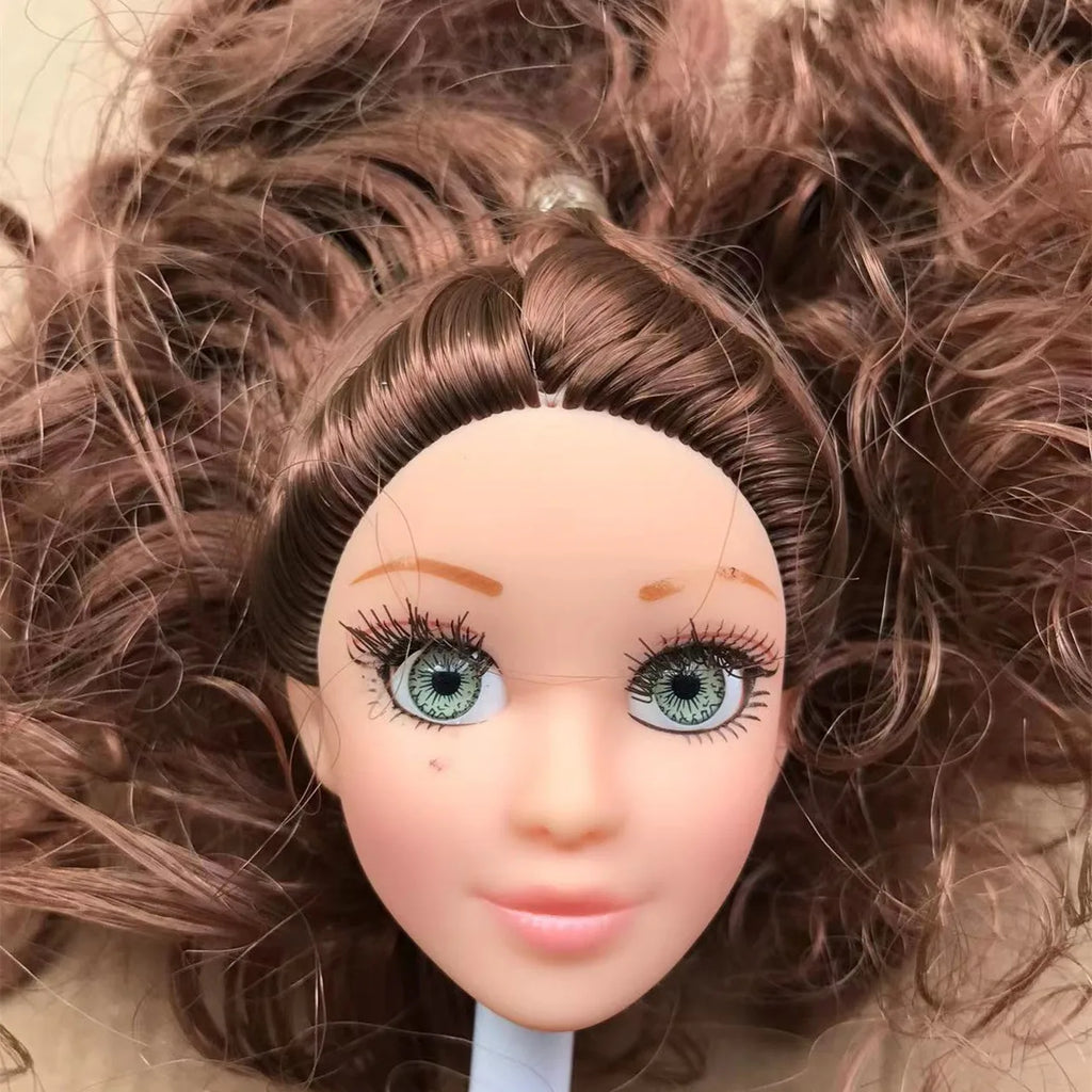 Glasses Eyes With Real Eyelashes Doll Heads Colorful Soft Doll Parts White Skin Doll Accessories Girl Gift Toys Figures