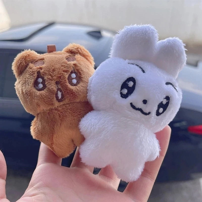 New 5pcs TXT Dolls Kpop Cartoon Soobin Beomgyu Same Plush Keyrings Q Styles Tutu Bar Two-Bar Doll Keychain Rings Bag Pendants