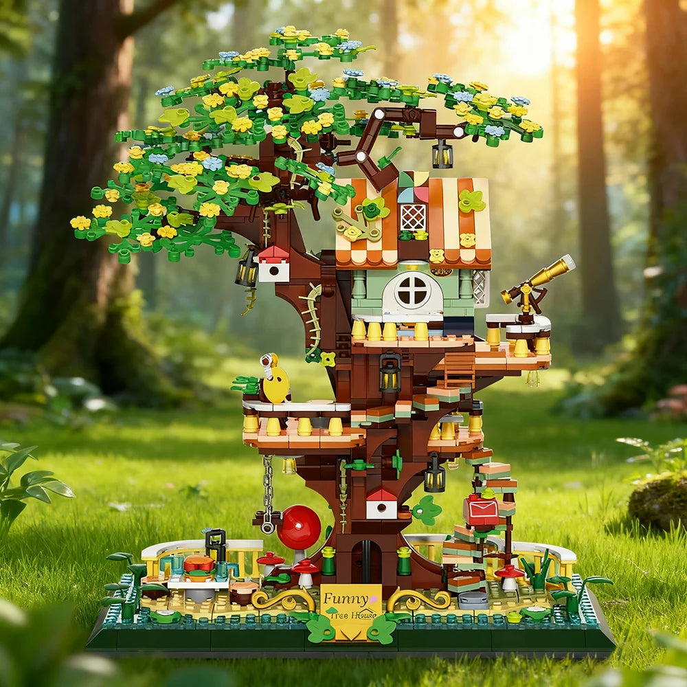 1130PCS Creative Sakura Tree House Building Blocks City Street View Architecture Model Micro Bricks Gift Toy for Kid Girl Adult