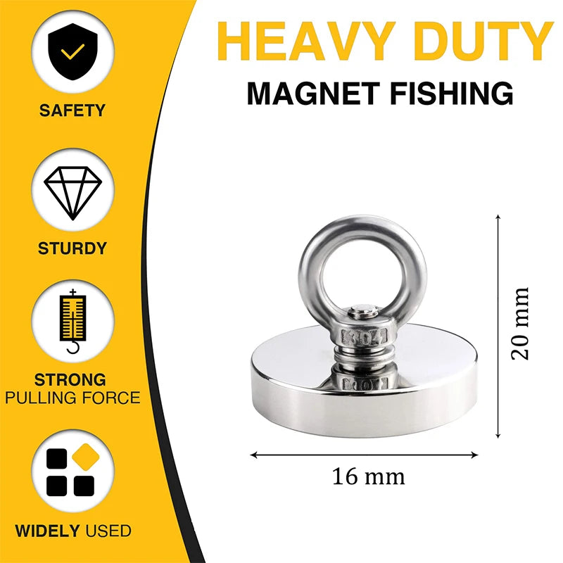 Super Strong Neodymium Fishing magnet Hook N52 Heavy Duty Rare Earth magnet with Countersunk Hole Eyebolt Salvage Magnet Imans