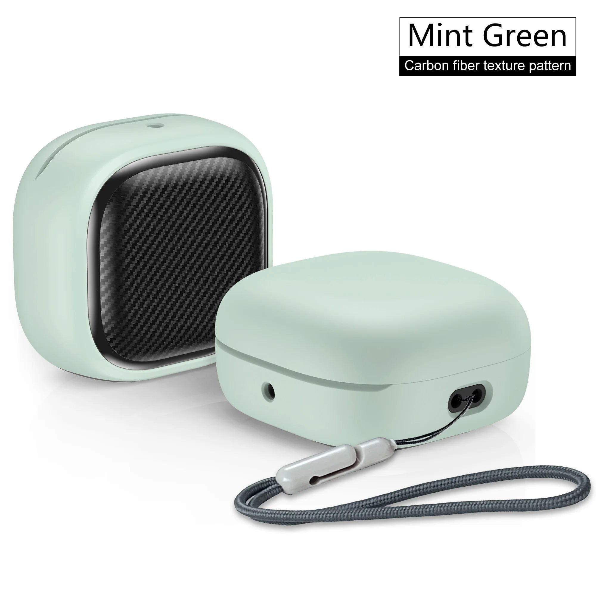 For Samsung Galaxy Buds FE, Buds Pro, Buds2 Pro, Buds Live, Buds2 Case Cover, Vogue Fiber Stripe Protection Case with Lanyard