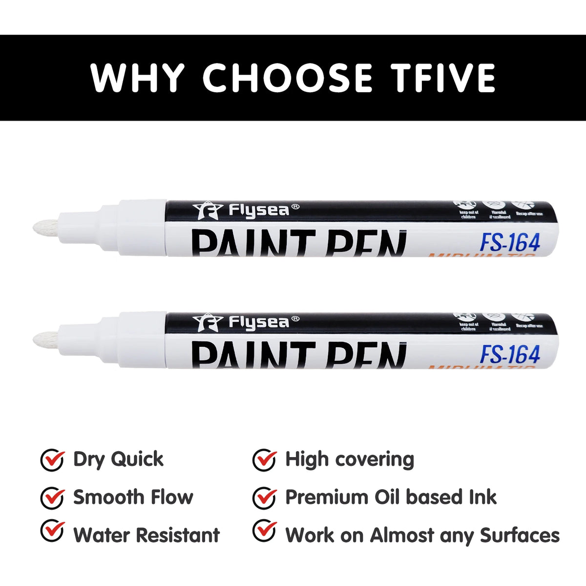 Black/White Oil Based Paint Pens, Permanent Marker for Metal, Wood, Canvas, Fabric, Plastic, Tire, Glass, Waterproof