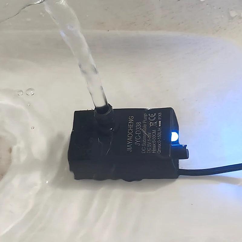 Ultra Quiet USB Aquarium Fish Tank Filtration Pump Mini Pet Fountain Submersible Adjustable Flow Water Circulation Pump 5V 5W