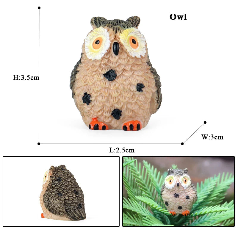 Oenux Simualtion Cute Forest Wild Animals Action Figures Owl Pangolin Manatee Rabbit Model Miniature Cake Toppers Kids Gift Toy