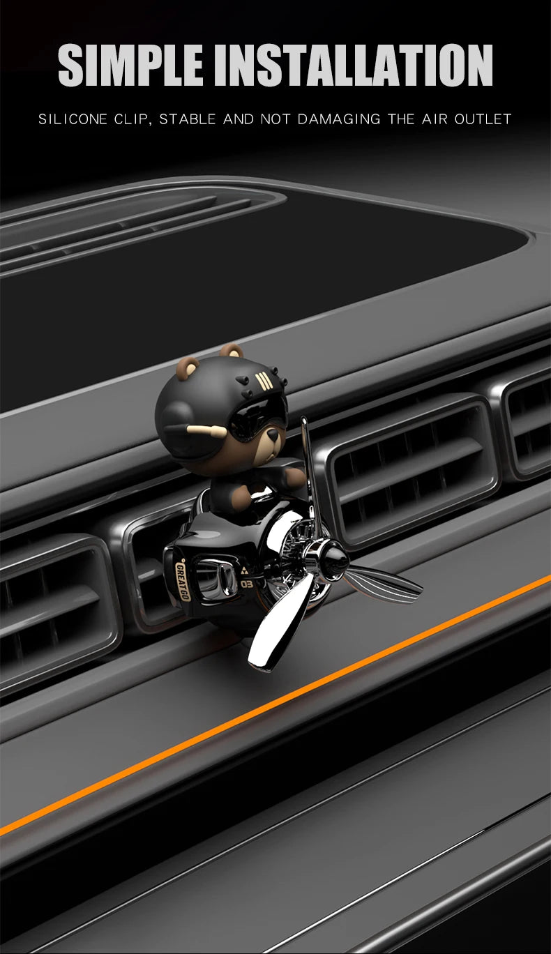 Head shake rotating propeller plane cool bear pilot car air fresheners accessories decoration fun diffuser perfume fragrance men