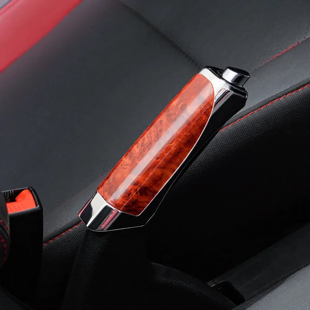 Universal Car Handbrake Grip Protect Cover Styling Wooden Carbon Fiber Decor High Quality ABS Smooth SUV Interior Accessory