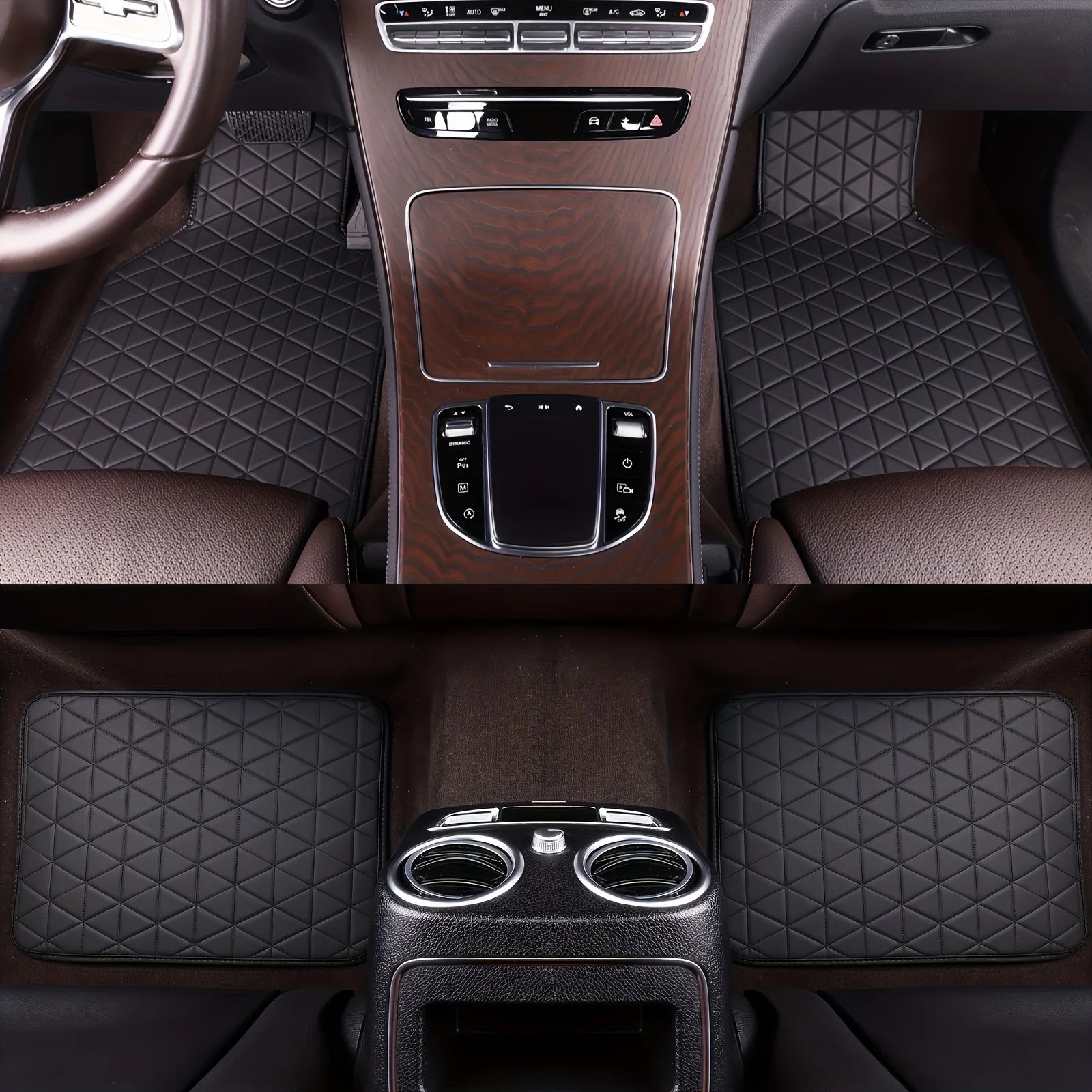 4-piece waterproof PU leather car floor mat - durable and fashionable, all-weather protection, easy to clean, enhances interior