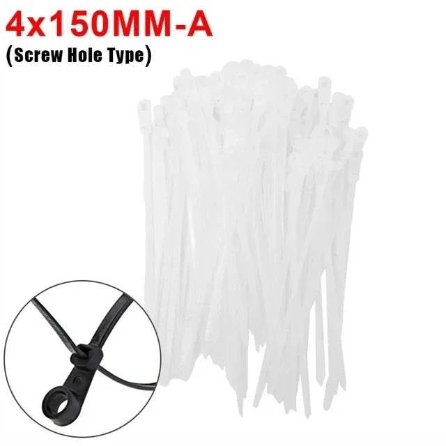 New Screw Hole Nylon Cable Ties Multipurpose Heavy Duty Adjustable Self-locking Cord Ties Organizer Straps DIY Fastening Loop