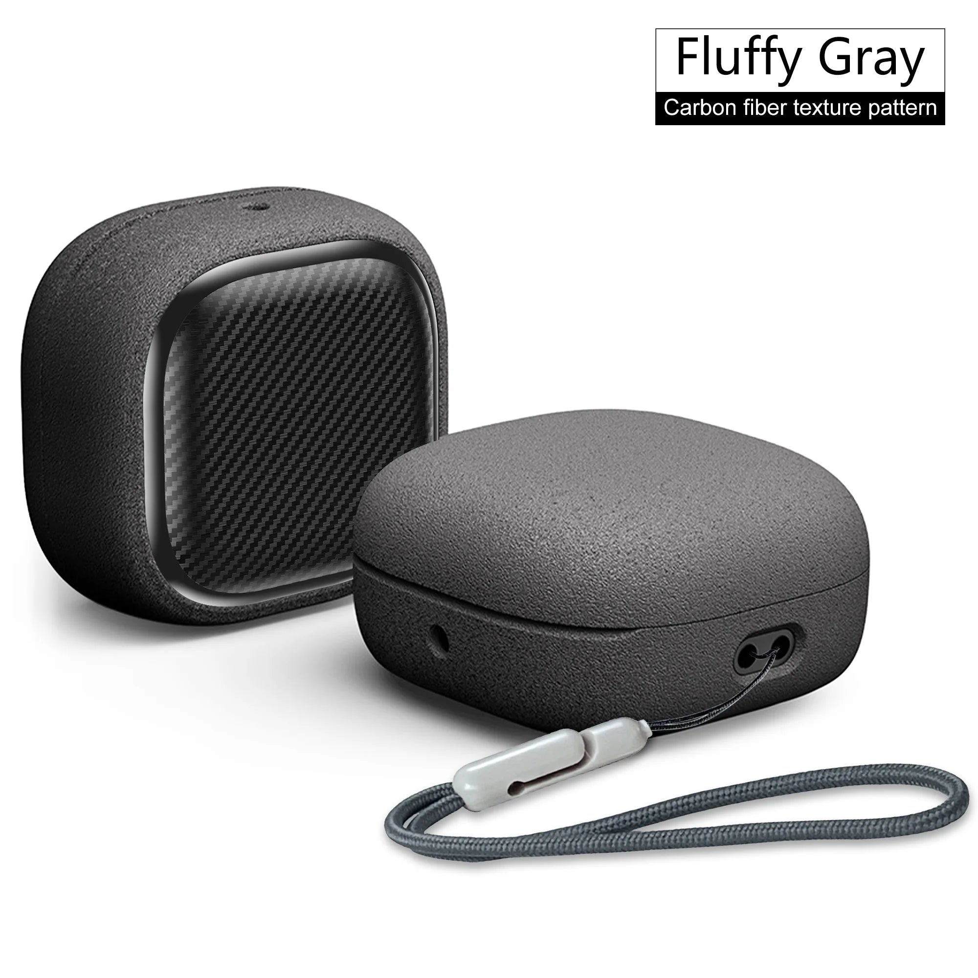 For Samsung Galaxy Buds FE, Buds Pro, Buds2 Pro, Buds Live, Buds2 Case Cover, Vogue Fiber Stripe Protection Case with Lanyard
