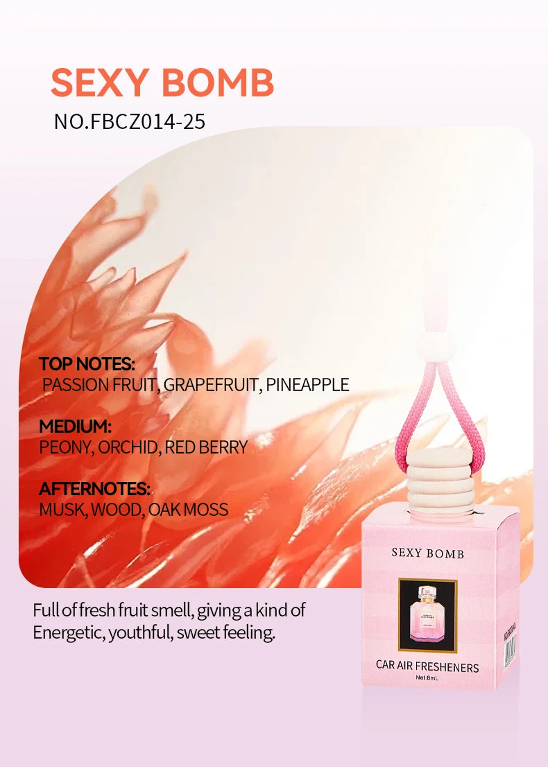 4pcs Pink car fragrance car interior accessories, perfume pendant car supplies, fresh air car fragrance