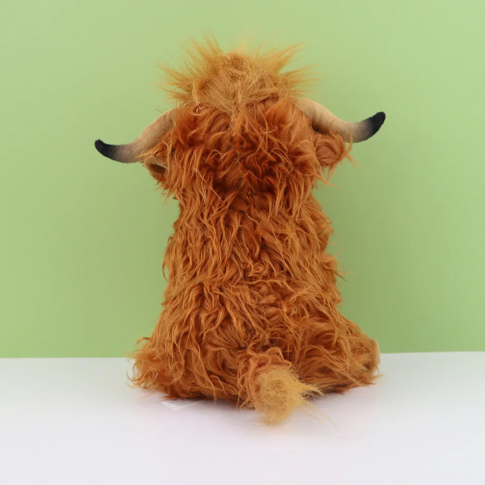 Simulation Highland Cow Animal Plush Doll Soft Stuffed Highland Cow Cattlle Plush Toy Plushie Gift for Kids Boys Girls