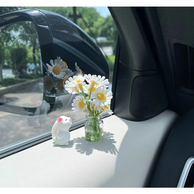 Car'S Mounted Bunny Smelling Floral Fragrance Healing Ornament Console Romantic Fantastic  Auto Center Ornaments