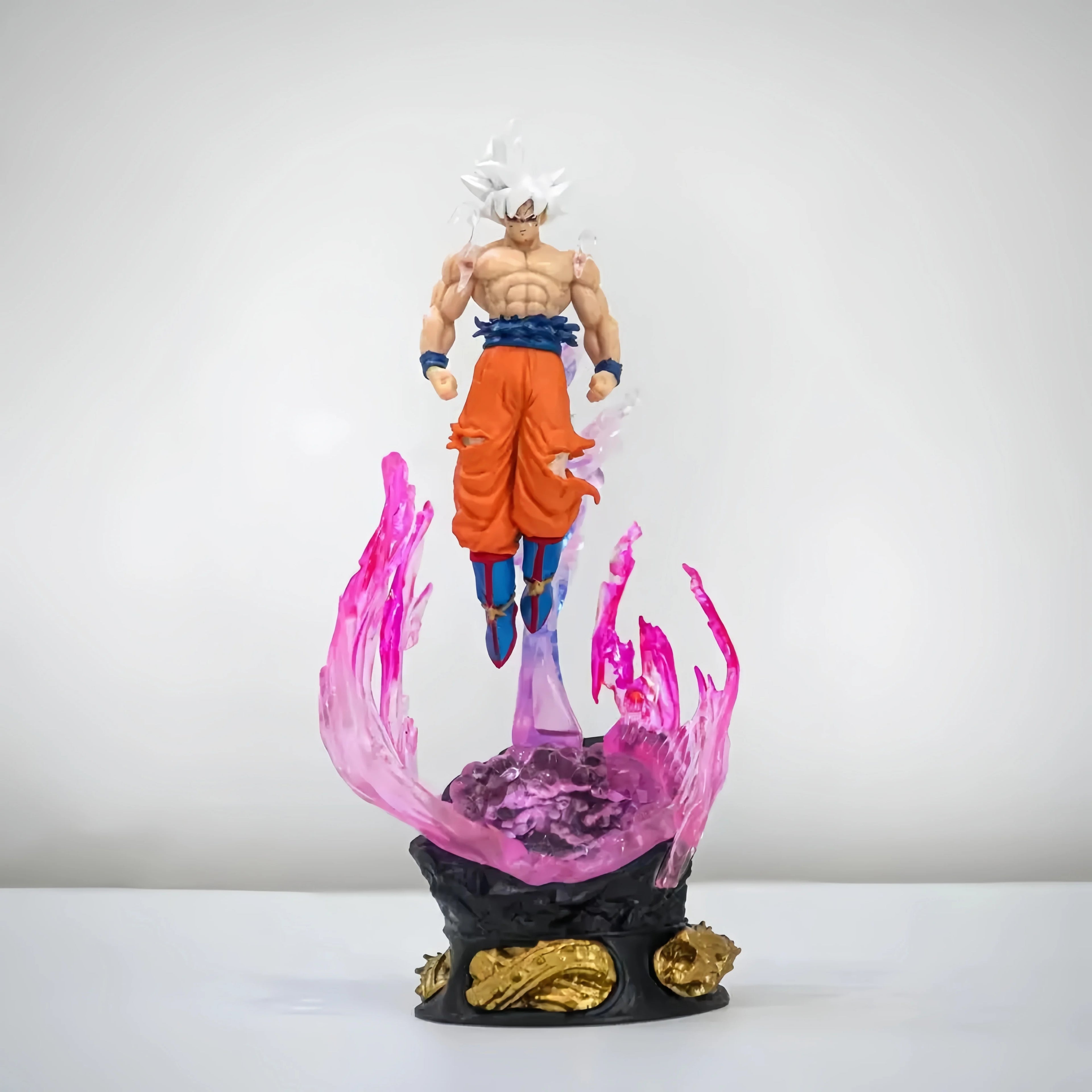 24cm Anime Dragon Ball Son Goku Action Figures Ultra Instinct Super Saiyan Statue Pvc Emit Light Model Boy Toy Collection Gifts