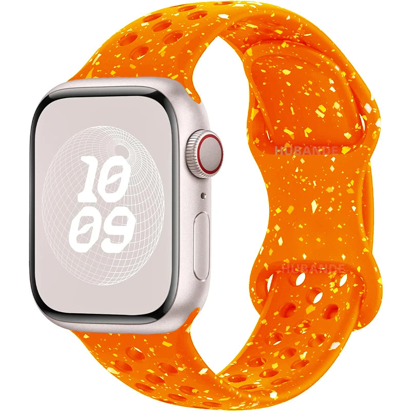 Original Sport Strap for Apple Watch Band 46mm 49mm 45mm 44mm 38 42mm Colored Particles Rubber Band IWatch Ultra 10 9 8 7 6 5 SE