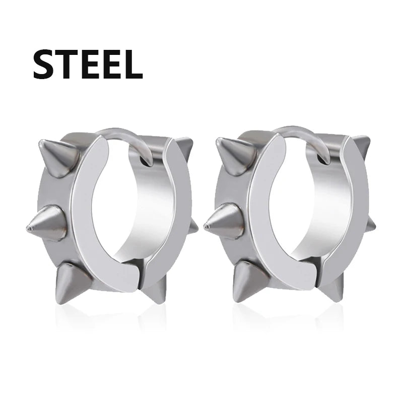 1 Pairs Multi Types Unisex Black Gold Color Stainless Steel Earring For Women Men Punk Gothic Piercing Fake Earrings Jewelry