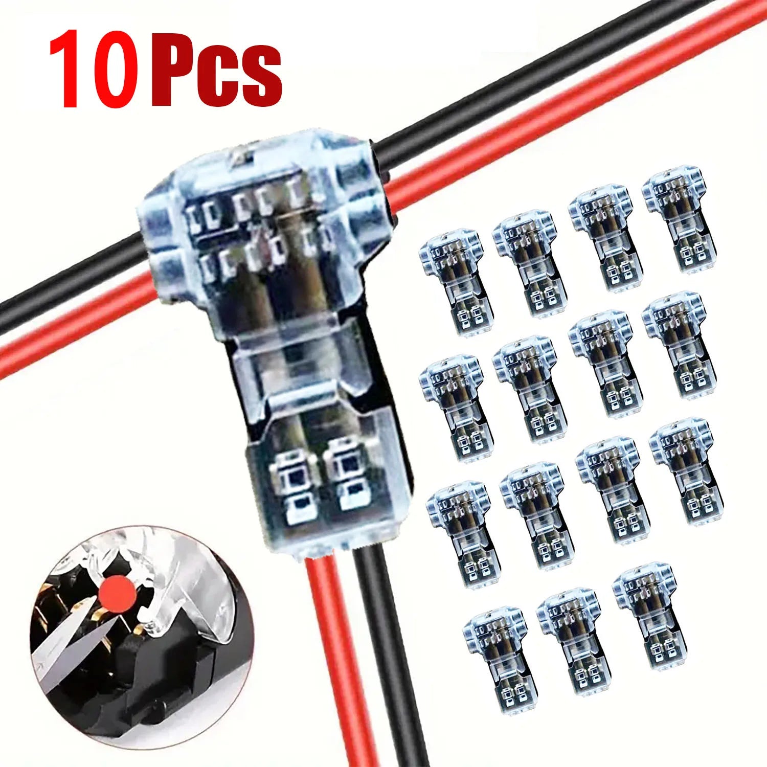 10PCS Wire Connectors Low Voltage Wire Connectors Solid Connection,T Tap Wire Connectors, T Type 2 Pins Wire Splice Connectors
