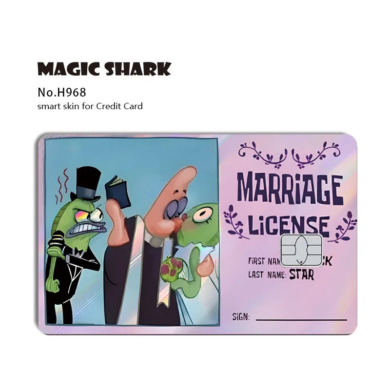 Magic Shark 2026 New Arrival Funny Cute Cartoon Holographic Sticker Laser Film Shinny Skin for Debit Credit Bank Card