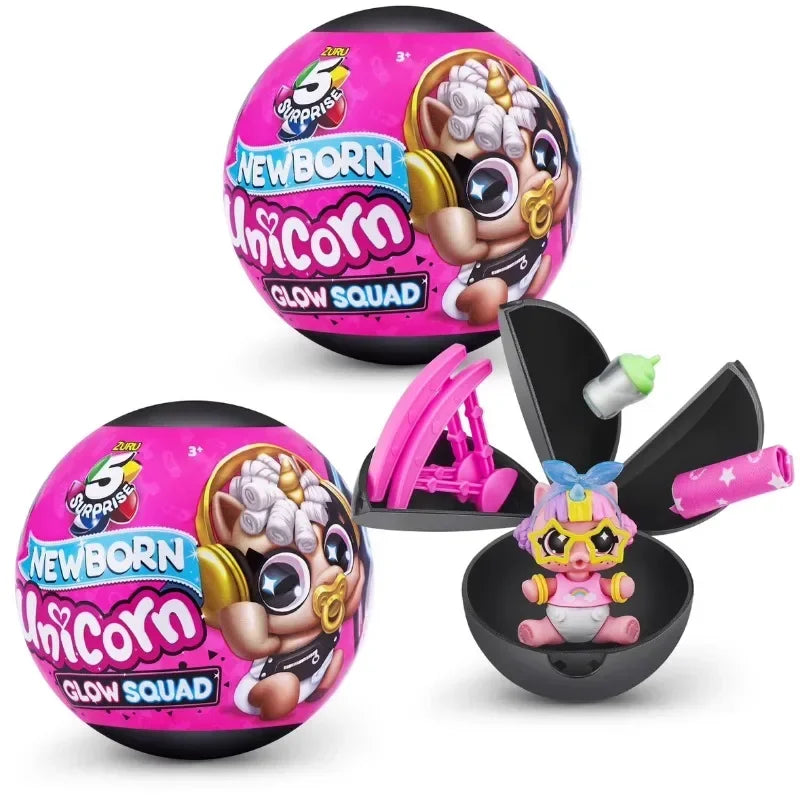 Surprise 5 Capsule Toys Newborn Unicorn Squad Mini Rainbocorn Blind Box Surprise Ball Anime Figure Collectible Toys