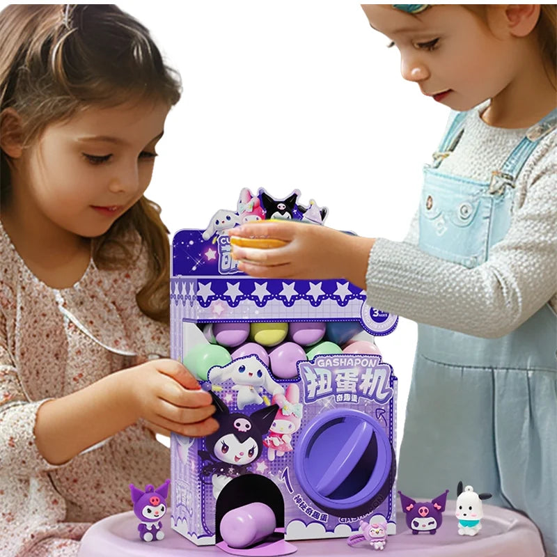 Kulomi Hello Kitty Action Figure DIY Egg Twisting Machine Surprise Mini Claw Doll Game Machine Blind Box Toys Children Gifts