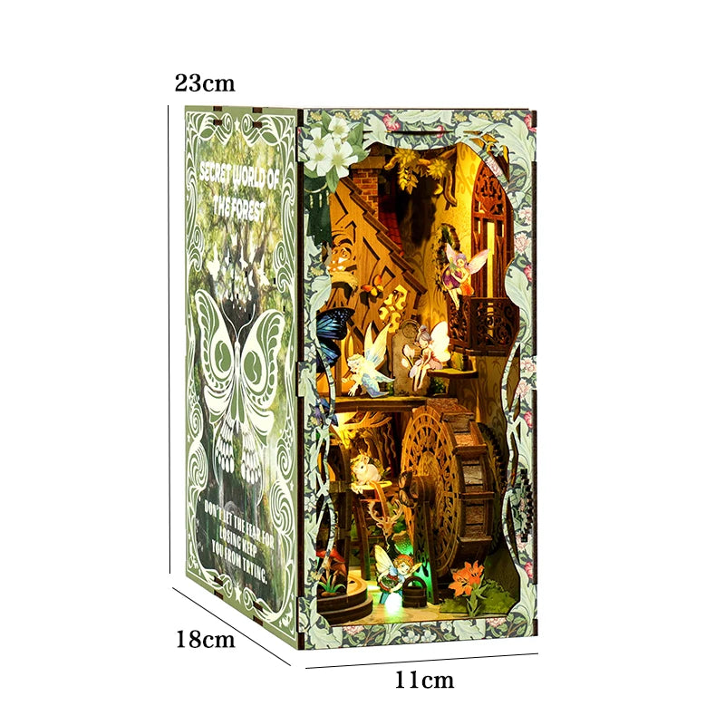 DIY Wooden Book Nook Insert Kit Doll Houses Building Toys Bookends Bookshelf Decor DollHouses Toys For Kids Xmas Gifts