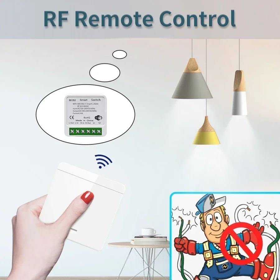 Tuya Smart WiFi Switch For Lighting RF 433MHz Wireless Switch Smart Life APP Voice Control Work With Alice Alexa Google Home